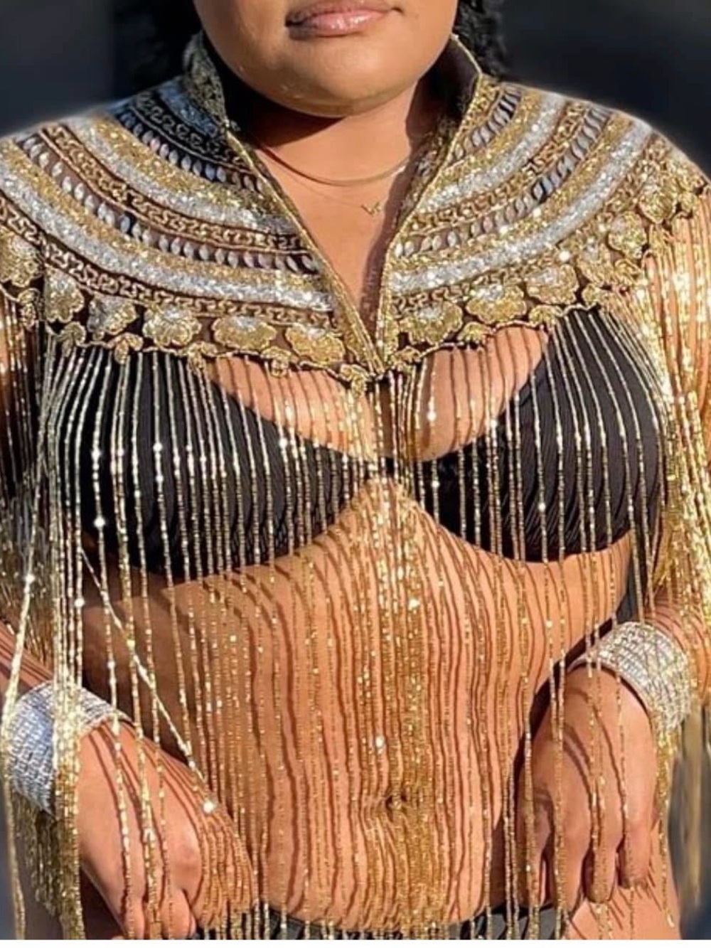 Handmade BEADED fringe cape. STUNNING. Statement piece with jeans , RAVE… - Picture 6 of 6